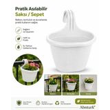 Pratik Dayanıklı Şık 3lt Sahra Askılı Saksı-22x26x25cm Balkon Korkuluk Duvar İçin Askılı Sepet