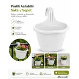 Pratik Dayanıklı Şık 3lt Sahra Askılı Saksı-22x26x25cm Balkon Korkuluk Duvar İçin Askılı Sepet