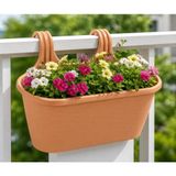 Pratik Dayanıklı Şık 6,3lt Kahverengi Sahra Askılı Saksı 38x27x26cm Balkon Korkuluk Dekoratif Askılı Sepet