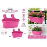 Pratik Dayanıklı Şık 6,3lt Pembe Sahra Askılı Saksı 38x27x26cm Balkon Korkuluk Duvar Dekoratif Askılı Sepet