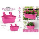 Pratik Dayanıklı Şık 6,3lt Pembe Sahra Askılı Saksı 38x27x26cm Balkon Korkuluk Duvar Dekoratif Askılı Sepet
