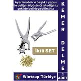 Pratik Delgeç 6 Farklı Başlıklı Döner Kemer Delme Pensesi Perçin Deri Plastik Delici İkili Set