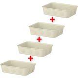 Pratik Dolap Içi Düzenleyici Kutular 15X20X5 Cm, 4'lü Set - Ahşap - Bej - Seçenek 1