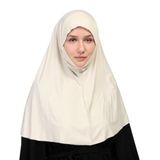 Pratik Eşarp Peçeli-Peçesiz Kullanımlı Hazır Türban Sufle, Krem