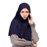 Pratik Eşarp Peçeli-Peçesiz Kullanımlı Hazır Türban Sufle, Lacivert