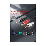 Pratik Ev 1.5 Metre Siyah Stereo To Rca Kablo 2+1-5+1 Bilgisayar Pc Ses Kablosu 3.5 mm Jak Renkli Kablo Siyah - Çok Renkli