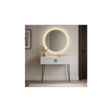 Pratik Ev Beyaz Metal Ayaklı Modern Dresuar; 80X20X20 Cm, Suntalam, Minimalist Antre ve Salon Konsol Dolabı - Çok Renkli