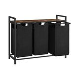 Pratik Ev Çamaşır Sepeti, 3 Bölmeli Çamaşır Sepeti, Çıkarılabilir Çamaşır Torbaları, Çamaşır Sıralayıcı, Raf, Metal Çerçeve, 3 x 38L, 92,5 x 33 x 72 Cm, Rustik Kahverengi ve Siyah BLH301B01 - 10 x 10 cm - Çok Renkli