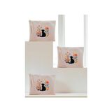 Pratik Ev Çiçek ve Kedi Teması Baskılı 3'lü Makyaj Çantası 20X25 Cm, LH9827409235231312 - Renkli