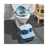 Pratik Ev Çocuklar Için Tuvalet Eğitim Seti, Kaydırmaz Katlı Basamak ve Kulplu Klozet Adaptörü, Mavi - Çok Renkli - 10 x 10 cm