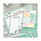Pratik Ev Haftalık ve Günlük Planlayıcı Seti - 50 Sayfa Tarihsiz Masaüstü Planner - 3 Parça - Green Serisi - Çok Renkli