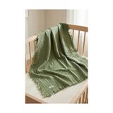 Pratik Ev Hamur 4 Katlı Müslin Bebek Pikesi %100 Pamuk 85X100 cm Yenidoğan Bebek Arabası Puset Örtüsü Battaniye Yeşil - 10 x 10 cm - Renkli