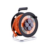 Pratik Ev IP44 Plastik Seyyar Makaralı Kapaklı 4 Prizli Cca Uzatma Kablosu, 3x2.5 Mm, 50 Metre, Termal Sigorta - Çok Renkli