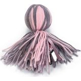 Pratik Ev Kedi Oyuncağı, Ahtapot, Yün ve Kurdela, Pembe ve Gri, 15X5X5 cm - Çok Renkli