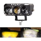 Pratik Ev Motosiklet ve Elektrikli Bisiklet Uyumlu 12-80 V 3 Mercekli Çift Renk LED Projektör Sis Farı Sarı-Beyaz Renk 4 Modlu Tekli Paket - Çok Renkli