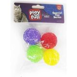 Pratik Ev Plastik Zilli Top Kedi Oyuncağı 3,8 cm 4'lü Beyaz - Çok Renkli