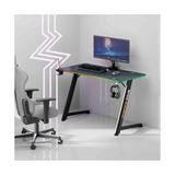 Pratik Ev Profesyonel Rgb Oyuncu Masası, 120X60, Siyah, Rgb Aydınlatmalı, Karbon Fiber Yüzey - Çok Renkli