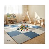 Pratik Ev Puzzle, 6 Parça 50X50 Mat - 100X150 cm Kurulumlu Oyun Spor Matı Puzzle Halı Tatami 13M (Beyaz-Gri-Lacivert)