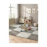 Pratik Ev Puzzle, 6 Parça 50X50 Mat - 100X150 cm Kurulumlu Oyun Spor Matı Puzzle Halı Tatami 13M (Gri-Beyaz)