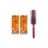 Pratik Ev Saç Şekillendirici Pudra Toz Wax Ultra Strong X2 Profesyonel Saç Fırçası 1018 3'lü Set - Çok Renkli