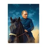 Pratik Ev Sayılarla Boyama Numaralı Tuval Seti Fırça Boya Dahil 40X50 Cm, Atatürk At Üstünde - Çok Renkli