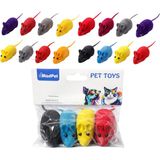 Pratik Ev Sesli Fare Kedi Oyuncağı, Basınca Ses Çıkaran Plastik ve Kumaş Oyuncak, Karışık Renk, 4'lü Set (1 Paket) - Çok Renkli