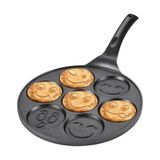 Pratik Ev Tava, 27 cm Döküm Granit Emojili Pancake Tavası | Yapışmaz Granit Kaplama Krep ve Pancake Tavası | Dayanıklı ve Eşit Isı Dağılımlı - Çok Renkli