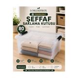 Pratik Ev Tek Adet 80 L Tekerlekli Şeffaf Saklama Kutusu - Çok Renkli