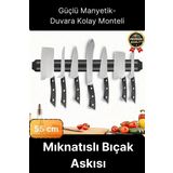 Pratik Güçlü Manyetik Duvara Monteli Yer Tasarrufu Mutfak Aleti Mıknatıslı Bıçak Standı Askısı-55 cm