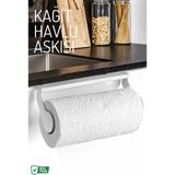 Pratik Kağıt Havlu Askısı – Portatif ve Kullanışlı Tasarım - Beyaz - 24x8,7x10,5cm