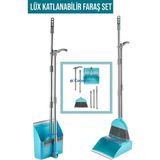Pratik Katlanabilir Temizlik Seti, Saplı Süpürge ve Kürek, Kolay Kullanım - Beyaz - Seçenek 1