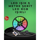 Pratik Kurulumlu 5 Metre Kumandalı Şerit LED - EC001Z-569U46 - Çok Renkli
