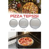 Pratik Lüx Paslanmaz Çelik Pizza Pişirme Altlığı 3 lü Tepsi Seti (20-22-24 cm) Master Chef Pizza (gri)