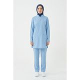 Pratik Medikal Alaskan Blue Likralı Tesettür Scrubs Doktor Hemşire Forması Takım - Alaska Mavisi - XS