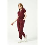 Pratik Medikal Bordo Likralı Scrubs Jogger Paça Doktor Hemşire Forması Yarasa Kol Takım Unisex