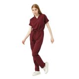 Pratik Medikal Bordo Likralı Scrubs Kargo Cep Doktor Hemşire Forması Yarasa Kol Takım Unisex - 2XL