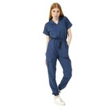 Pratik Medikal Fırtına Mavi Likralı Scrubs Kargo Cep Jogger Paça Doktor Hemşire Forması Yarasa Kol Takım Unisex - 2XS