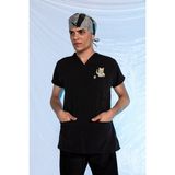 Pratik Medikal Füme Özel Veteriner Forması Tüy Tutmaz Sıvı Itici Baskılı Scrubs Takım - Siyah - XL