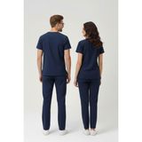Pratik Medikal Hemşire Forması Likralı Scrubs Takım Unisex Patriot Blue Yeni Yönetmeliğe Uygun - Lacivert - XS