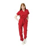 Pratik Medikal Kırmızı Likralı Scrubs Kargo Cep Jogger Paça Doktor Hemşire Forması Yarasa Kol Takım Unisex - 2XL