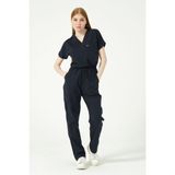 Pratik Medikal Lacivert Likralı Scrubs Kargo Cep Doktor Hemşire Forması Yarasa Kol Takım Unisex - 2XL