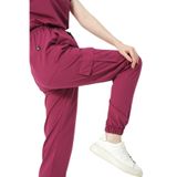 Pratik Medikal Likralı Kargo Cep Jogger Paça Doktor Hemşire Forması Tek Alt Unisex, Vişne, S
