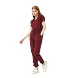 Pratik Medikal Likralı Scrubs Jogger Paça Doktor Hemşire Forması Yarasa Kol Takım Unisex, Bordo, S