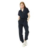 Pratik Medikal Likralı Scrubs Jogger Paça Doktor Hemşire Forması Yarasa Kol Takım Unisex, Lacivert, M
