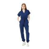 Pratik Medikal Likralı Scrubs Jogger Paça Doktor Hemşire Forması Yarasa Kol Takım Unisex, Saks Mavi, M