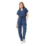 Pratik Medikal Likralı Scrubs Kargo Cep Doktor Hemşire Forması Yarasa Kol Takım Unisex, Fırtına Mavi, S