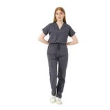 Pratik Medikal Likralı Scrubs Kargo Cep Doktor Hemşire Forması Yarasa Kol Takım Unisex, Füme, M
