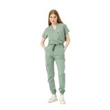 Pratik Medikal Likralı Scrubs Kargo Cep Jogger Paça Doktor Hemşire Forması Yarasa Kol Takım Unisex, Çağla Yeşili, L
