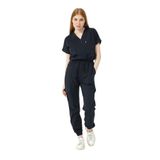 Pratik Medikal Likralı Scrubs Kargo Cep Jogger Paça Doktor Hemşire Forması Yarasa Kol Takım Unisex, Lacivert, M
