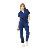 Pratik Medikal Likralı Scrubs Kargo Cep Jogger Paça Doktor Hemşire Forması Yarasa Kol Takım Unisex, Saks Mavi, S